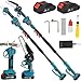 WUDLEP 4-in-1 Pole Saw & Electric Pruning Shears, 6 Inch Chainsaw and Cordless Pruning Shears for Garden Pruning, 2m Reach Pole and 2 * 36V 3.0Ah Battery for Tree Trimming, Blue