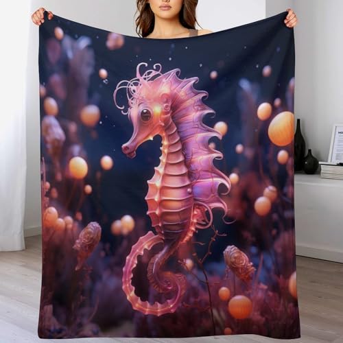 Couverture plaid flanelle polaire lit canapé motif animal cheval impression 3D grande taille