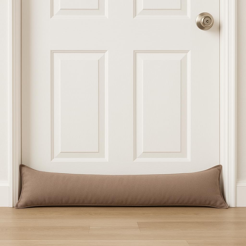 Plain Draught Stopper for Doors & Windows – Draft Excluder & Heat Insulator to Keep Warm, Block Cold Air, Reduce Micro Dust & Save Energy – Door Window Energy Saver (Mink)
