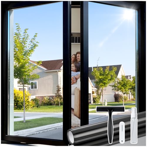 rabbitgoo One Way Window Privacy Film Tint with 3 Tools for Home, Sun Heat UV Blocking Control...
