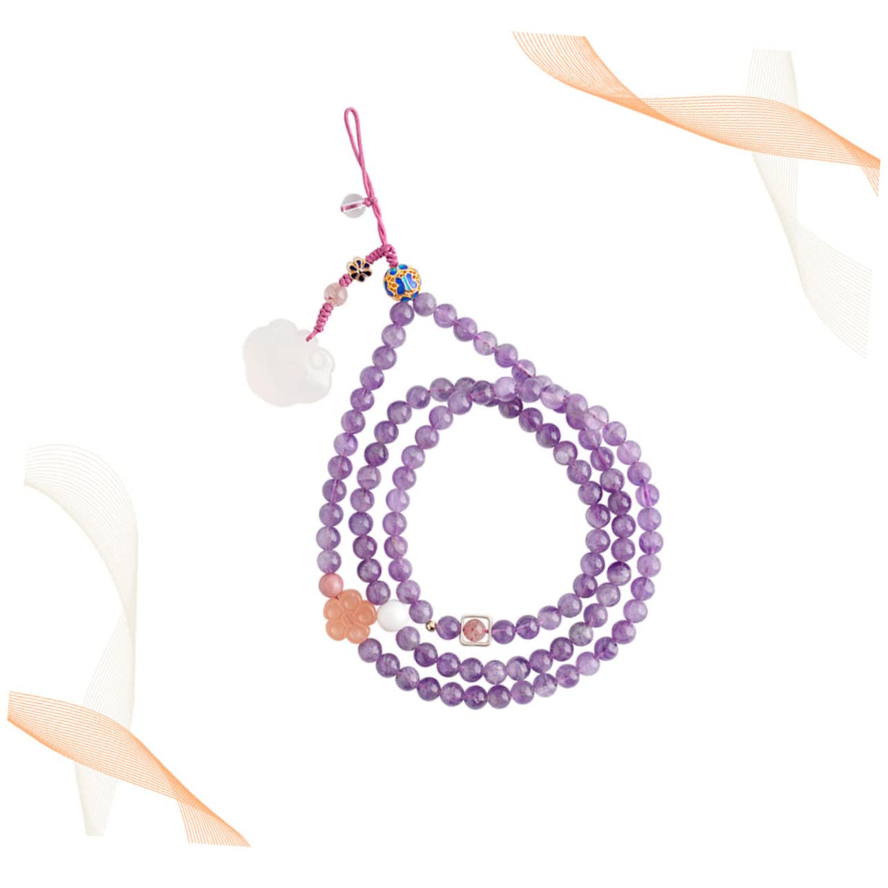 jojofuny Cordino Resistente per Cellulare in Ametista Naturale Funzione Decorativa e Aggancio Lanyard e Elegante per Custodia per Uso Quotidiano