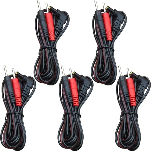 TENS Unit Replacement Lead Wires: 5 Pieces TENSSO 2.35mm Plug to 2mm Pin Electrodes Leads Wire for TENS 7000 for TENS 3000 for Accurelief and so on - 5 Pack