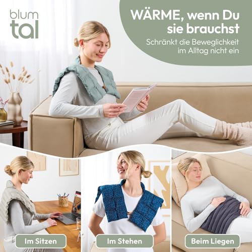 Blumtal Kirschkernkissen - Körnerkissen mit 100% Kirschkern-Füllung - Körnerkissen Mikrowelle mit OEKO-TEX zertifiziertem 100% Baumwoll-Bezug - Kissen Nacken - Wärmekissen Nacken Schulter - Anthrazit