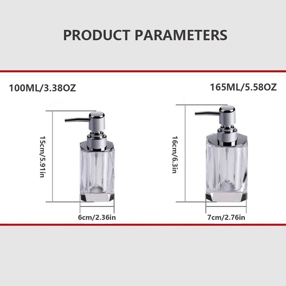 Crystal Glass Soap Dispenser Lotion Bottle Kitchen Bathroom Shampoo Pump Countertop Lotion Dispenser 165ml ( Size : 165ml )