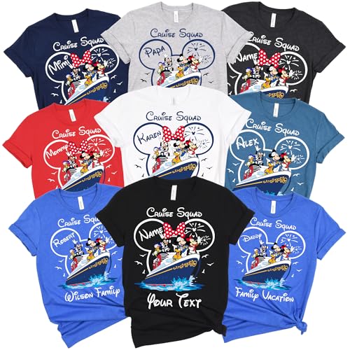 Personalized Family Cruise Squad Shirt with Custom Text and Name, Custom Mouse Ear Cruisin Outfits, Cruise Holiday Outfits for Groups