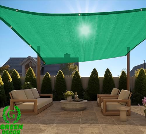 Image of HDPE Fabric Self Fold with SS Eyelet Sun Shade Sails 85-90% Protection from Sun & UV Rays Ideal for CarParking,Outdoor Garden,Balcony, Patio,Tent(Green Color, 14 X 23 Feet) Pack of 1 Pc