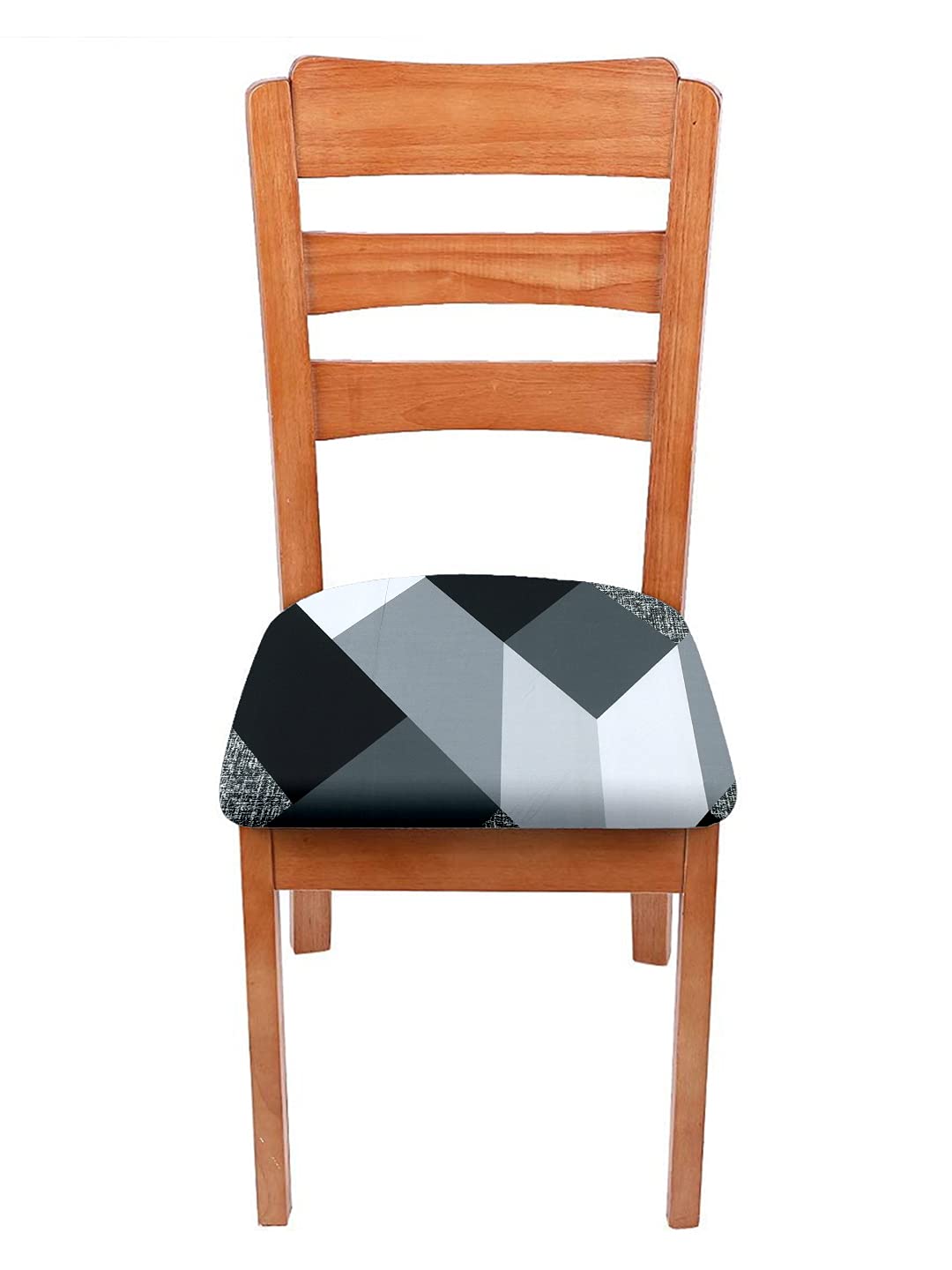 Cortina Dining Chair Cushion Covers | Polyester-Spandex Mix | Removable Seat Protectors | Geometry Digitally Printed | 23 x 23 Inches | Wrinkle Resistant & Non-Slip | Stretchy | Pack of 2 |Grey 5-image-39