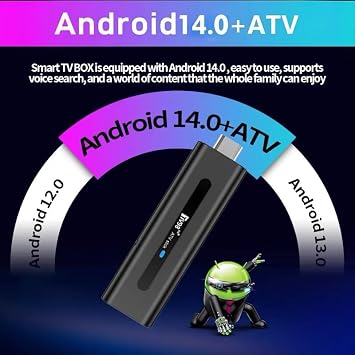 TV98 Android TV Stick 4K, H313 Smart Box with 2GB RAM 16GB ROM, Dual-Band WiFi, Voice Remote Control