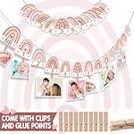 13 Pcs Boho Rainbow First Birthday Photo Supplies Bohemian Rainbow Baby Monthly Milestone Photo Banner Pink Garland from Newborn to 12 Months for Boho Birthday Party Supplies Photo Booth Props Decor - Image 2