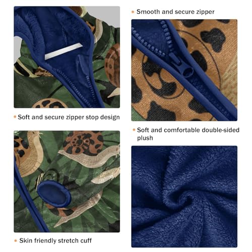 Snails on Green Leaves Pattern Toddler Fleece Jacket Girl Boys Hooded Fleece Jacket Coat Warm Outwear Zip-up 3-10T3