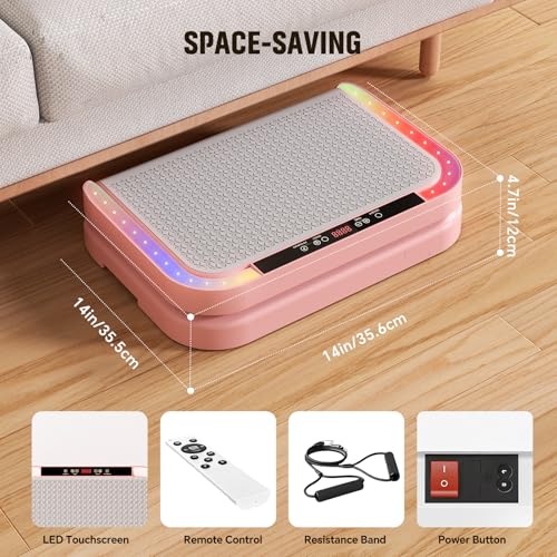 Image of Vibration Plate Machine for Lymphatic Flow & Muscle Recovery, Vibration Fitness Platform with Bluetooth & LED Modes, 440 Lb Capacity & 200 Levels for Home Use