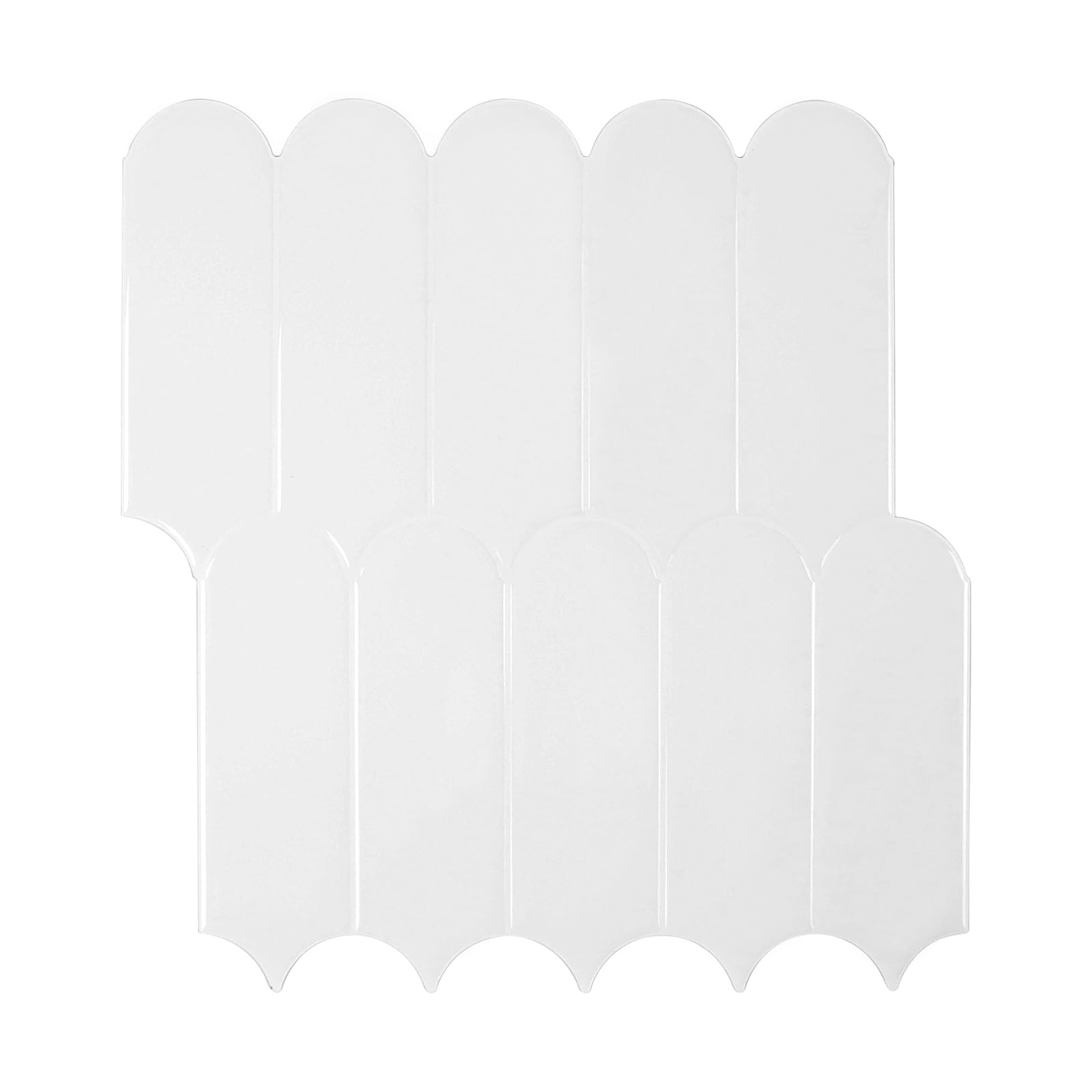 White Peel and Stick Backsplash Wall Tiles, Self Adhesive Feather Backsplash Renter Friendly Stick on Tiles for Kitchen Bathroom (10 Sheets)
