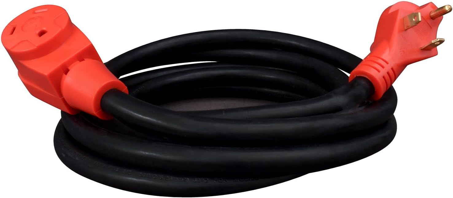 Valterra Mighty Cord® RV 50-Amp Extension Cord, 10-Foot Power Extension Cord, Red