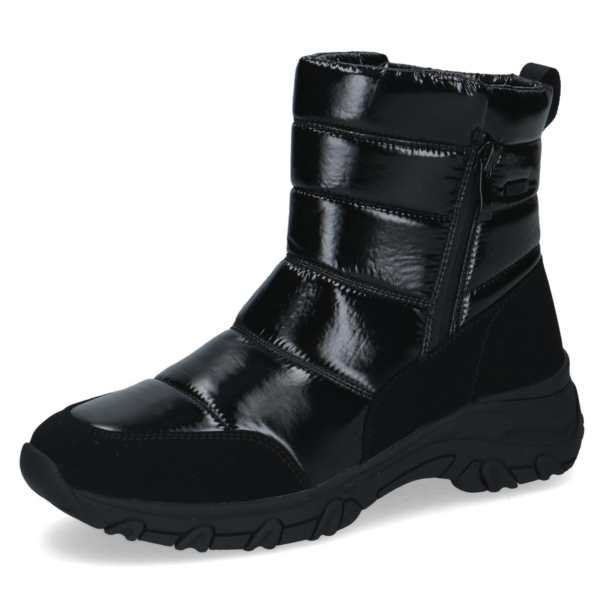 CAPRICE women's winter boots flat vegan water-repellent, Black (Black Comb), 3.5 UK