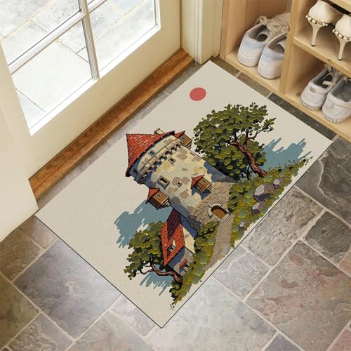 Tapis cuisine devant évier et entrée paillasson vert 60x90 lavable en machine - 3