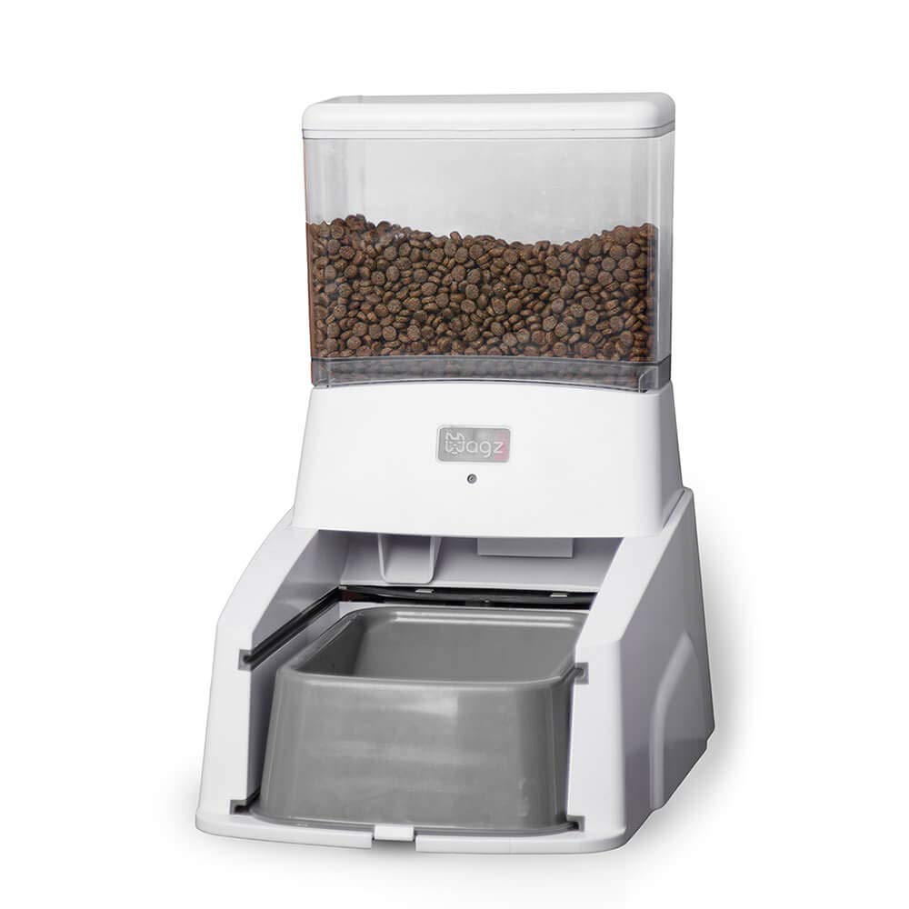 Wagz Smart Dog Feeder, Automatic Dog Food Dispenser with Video and Portion Control, White, Enabled with Amazon Dash Replenishment