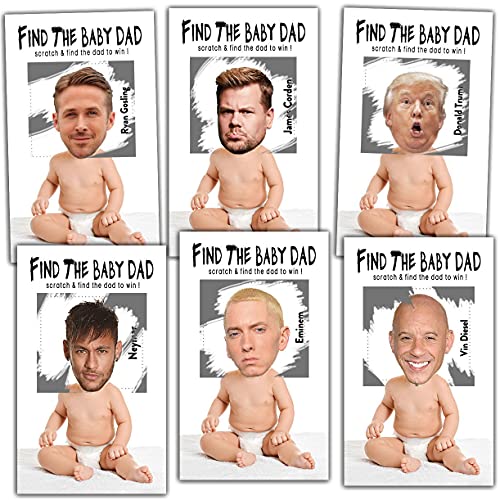 Nopoben Baby Shower Games – Find the Baby Dad Scratch Off Celebrity Cards, Gender Reveal Party Games Supplies – 36 Cards(BA01-baiR)