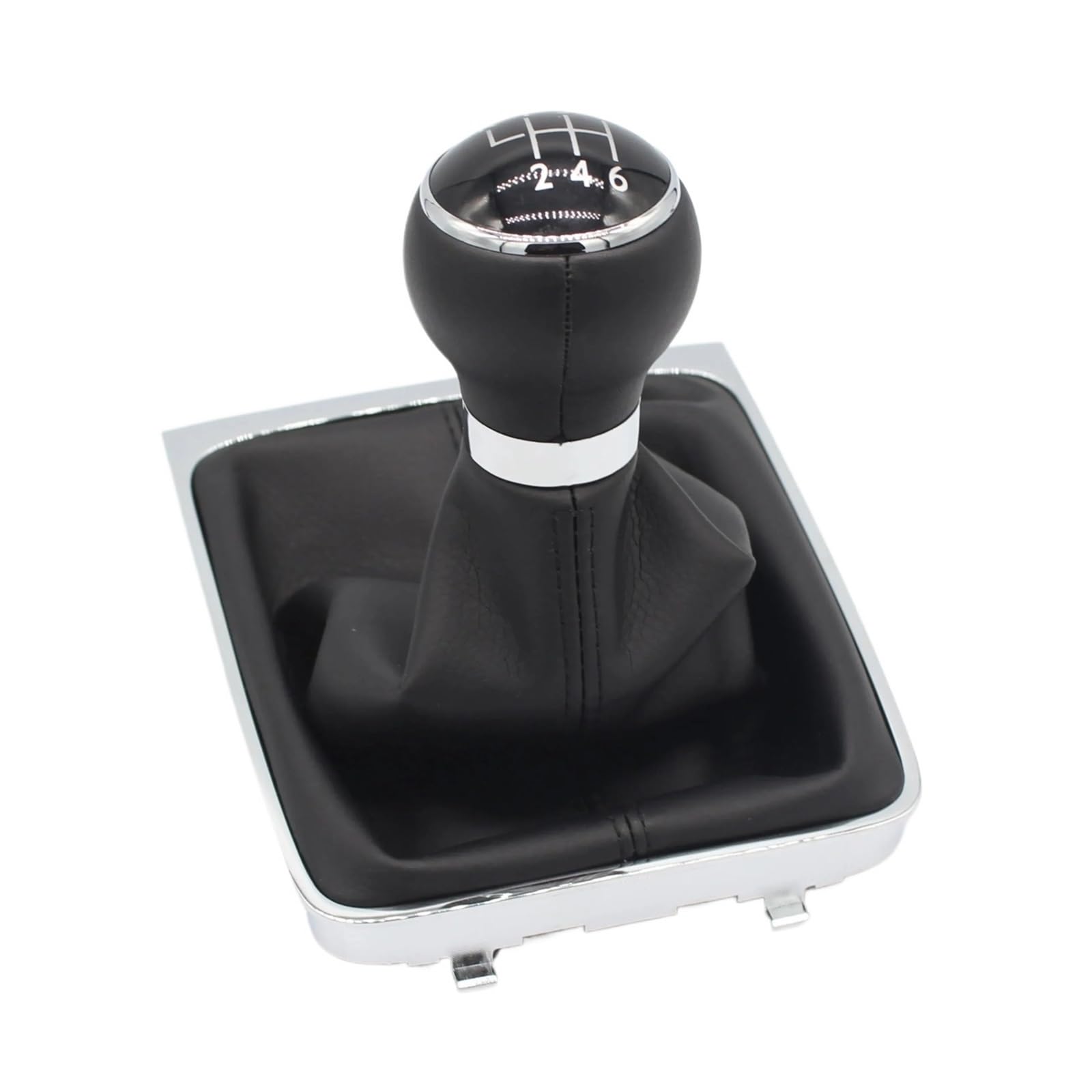 Qwqaab Leather 6 Speed Manual Gear Knob For Vw For Passat B6 2005-2012 5/6 Speed Shifter Lever Stick Manual Gear Shift Knob Pu Gaiter Boot(Leather 6 Speed)