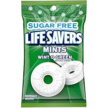 LIFE SAVERS Wint-O-Green Sugar Free Green Bag Individually Wrapped Breath Mints Hard Candy, 2.75 oz Bag