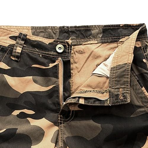 Short cargo camouflage homme multi-poches en coton décontracté