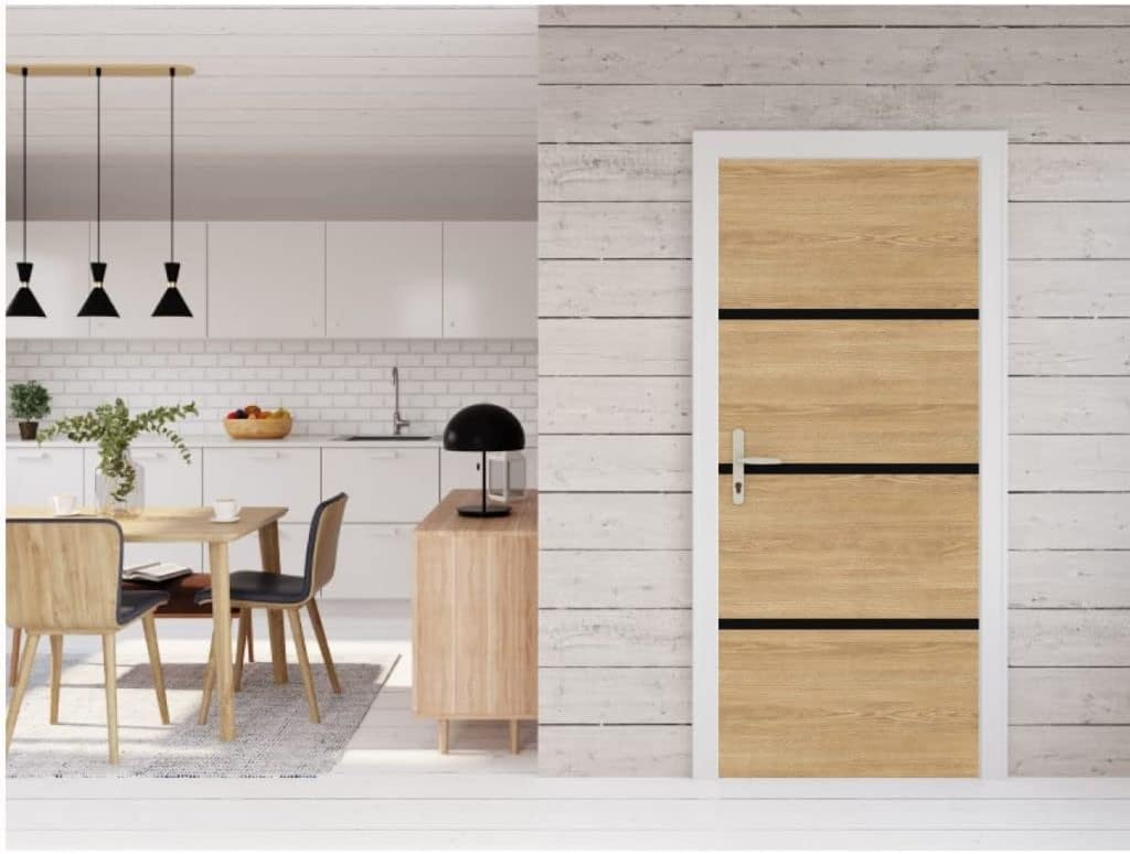 Door Renovation Kit Natural Oak Decor 890513-4 Veneer Sheets 85 x 50 cm & 3 Black Profiles 85 x 2 cm