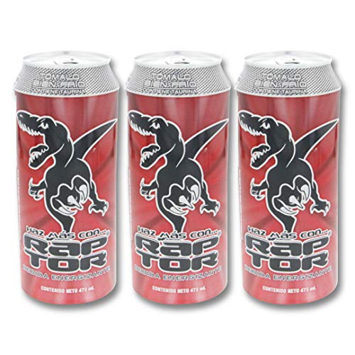 Raptor Energy Drink with Sparkling Fruit Punch Flavor Beverage 16Oz/473ml - Bebida energética Raptor con bebida de sabor a ponche de frutas espumosas 16Oz/473ml (3 Pack)