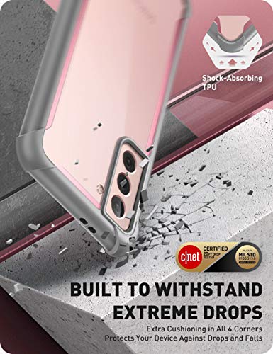 Image of i-Blason PC Ares Series Case Cover For Galaxy S21 5G (2021 Release), Rugged Clear Bumper Case Cover Without Built-In Screen Protector (Pink)