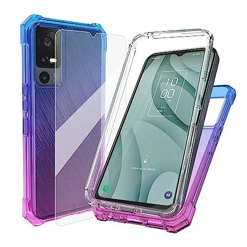 Ailiber Case for TCL 40X 5G, TCL 40 XE Case 2023 with Screen Protector, Dual Layer Structure Protection, Shock-Absorbing Corner TPU Bumper, Slim Durable Silicone Phone Cover for TCL 40XE-Rose Gold