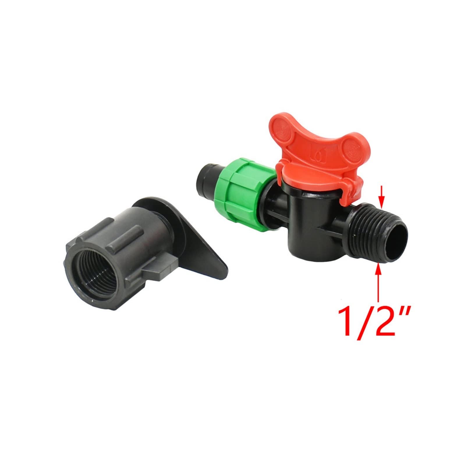 Raccordi per irrigazione a goccia 20 pezzi di connettore for rubinetto da giardino for nastro di irrigazione a goccia da 16 mm, valvola dell'acqua da 1/2 pollice maschio a valvola for nastro di irriga