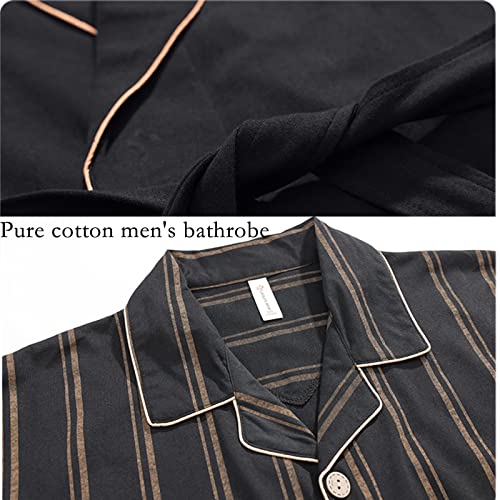 GHYUBYER Men's Cotton Robe 3-Pack Lightweight Long-Sleeved Pants Pajama Set, Soft Bathrobes for Spa and House (Color : Style 5, Size : X-Large)2