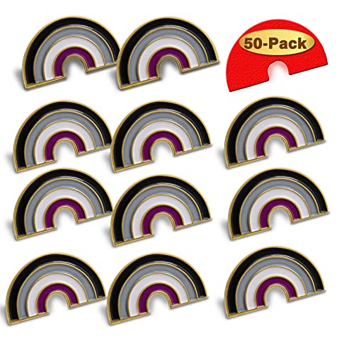 Image of 2 /12 /100Pcs Enamel Asexual Pride Rainbow Lapel Pins Bulk-Supports LGBT Progress Gay Brooch Badge for Men Women Clothes Bags Hats