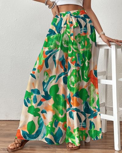 Image of Bsubseach Women Wide Leg Pants Floral Flowy Palazzo Pants