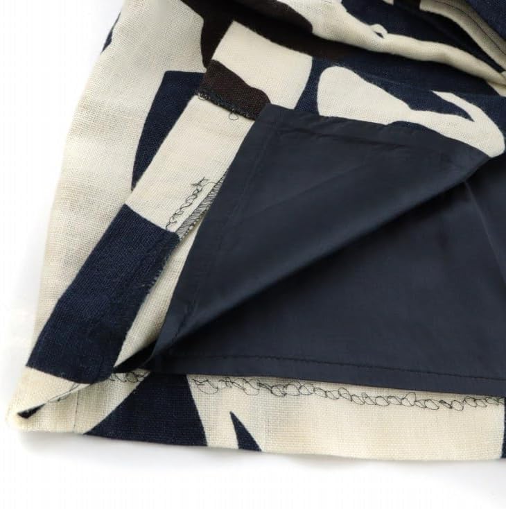 マックスマーラ MAX MARA タイトスカート ひざ丈 麻 リネン 総柄 42 L 紺 ネイビー XK レディース