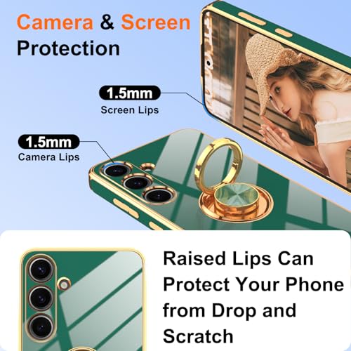 Coque Samsung S24 Plus antichoc verte avec anneau 360