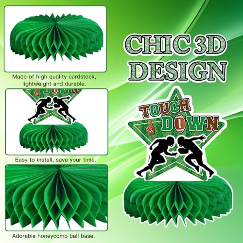 Image of 9pcs Sports Birthday Party Decorations, Sports Themed Honeycomb Centerpiece 3D Double Sided Table Decor for Birthday Competition Party Decorations& Favors