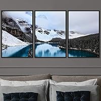 3 Piece Framed Canvas Wall Art Winter Lake Canvas Prints Home Artwork Decoration for Living Room,Bedroom - 16