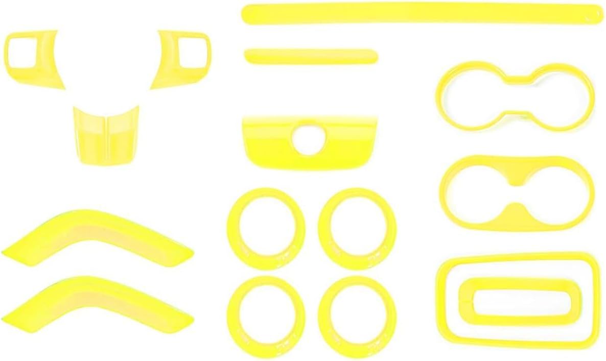 16PCS Full Set Interior Trim Kit for Jeep Wrangler JK JKU 2011-2018 4 Door,Center Console Door Handle Side Outlet Cup Holder Gear Cover Trim (Yellow)