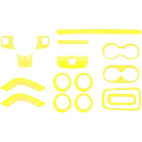 16PCS Full Set Interior Trim Kit for Jeep Wrangler JK JKU 2011-2018 4 Door,Center Console Door Handle Side Outlet Cup Holder Gear Cover Trim (Yellow)
