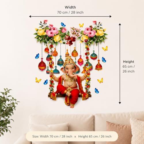 Baby Ganesha vinilo decorativo mural 28 x 26 pulgadas miniatura 3
