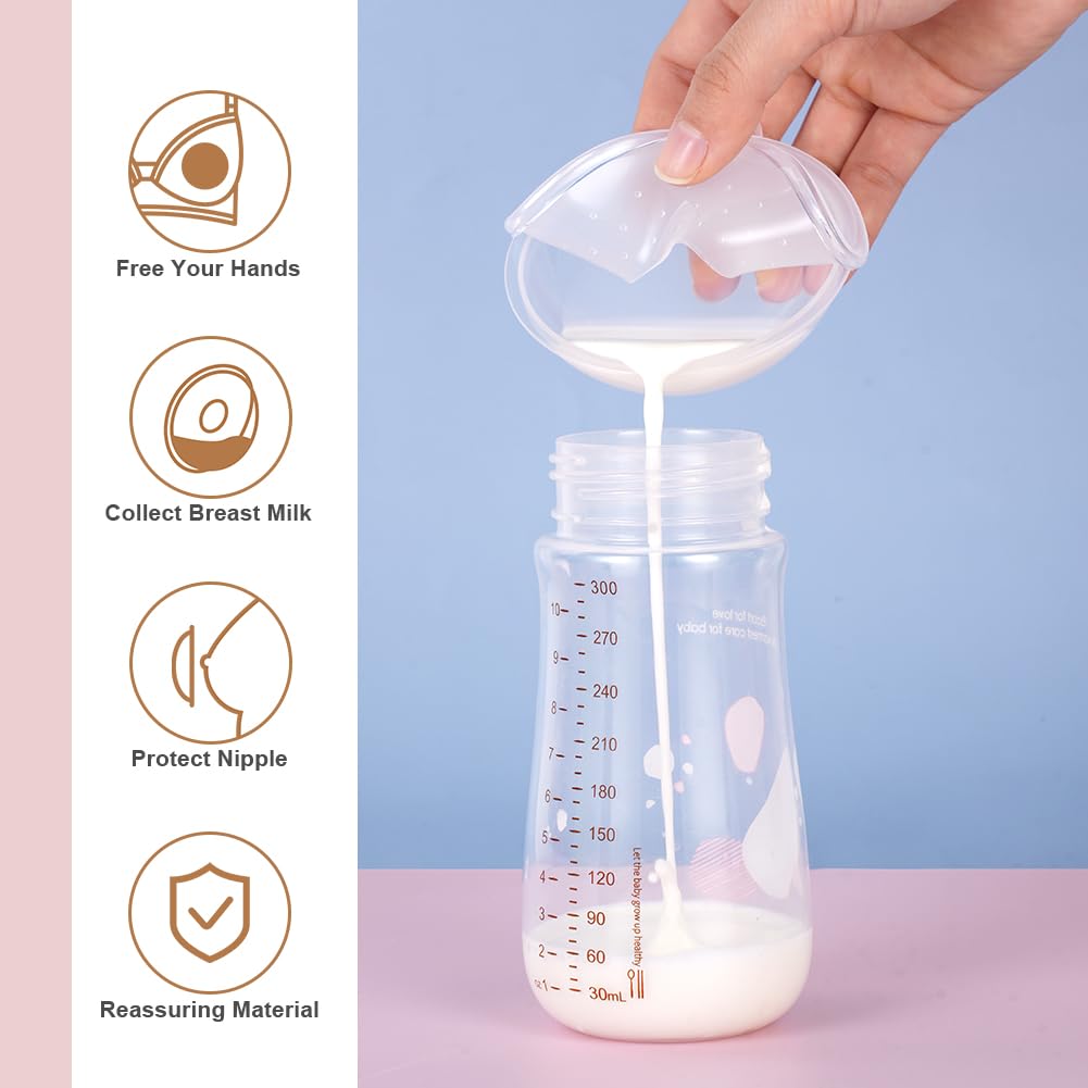 Aolso Coques collectrices de lait Coupelles recueil-lait Milk Collection Shells Recueille les fuites pendant la tétée, Sans BPA Plus de lait gaspillé ou de coussinets d'allaitement gaspillés, lot de 2