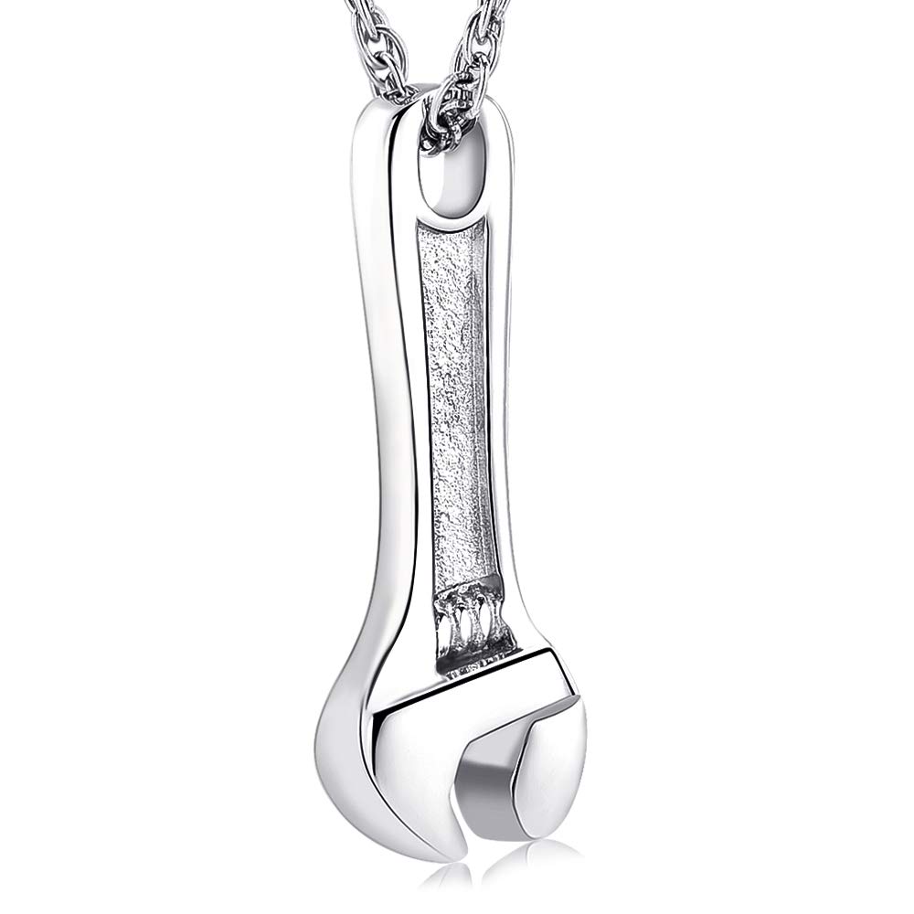 shajwo Wrench Urn Necklace for Ashes for Women Men Human Ashes Stainless Steel Hammer Cremation Jewelry for Ashes Pendant