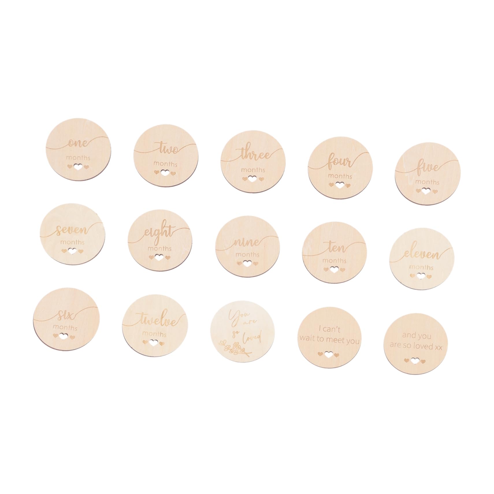 MERRYHAPY 15 Pcs Baby Milestone Cards Wooden Monthly Photo Props Decorative Milestone Discs for Baby Photography