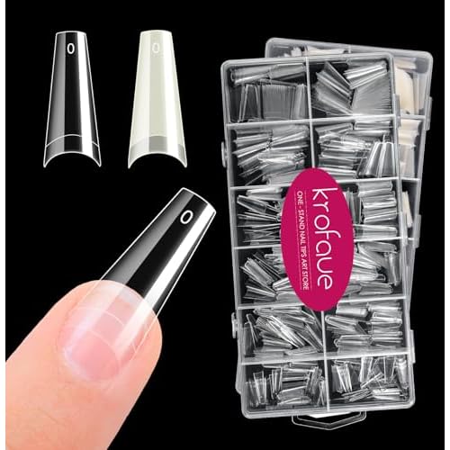 krofaue 1200Pcs Coffin Nail Tips β Half Cover 12 Size