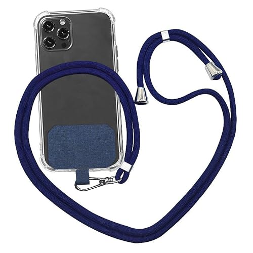 Puyu Zhe Dark Blue Universal Detachable Mobile Phones Crossbody Neck Cord Strap With Keychain And Patch,Adjustable Lanyard Compatible For Most Smartphones(Dark Blue)