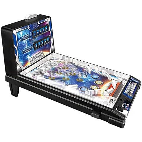 YYHJ Pinball Machine for Kids Adults, Mini Arcade Game Pin Balls Machines, Space Tabletop Electronic Games Playable Micro Retro Toy Console, with Scorer and Lights and Music, Birthday Party Gift Cover