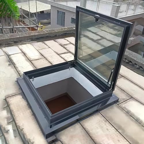 Ręczna wentylacja okno dachowe aluminiowa rama metalowy uchwyt dwuwarstwowe szkło hartowane do montażu na strychu / solarium - poprawia naturalne światło i przepływ powietrza