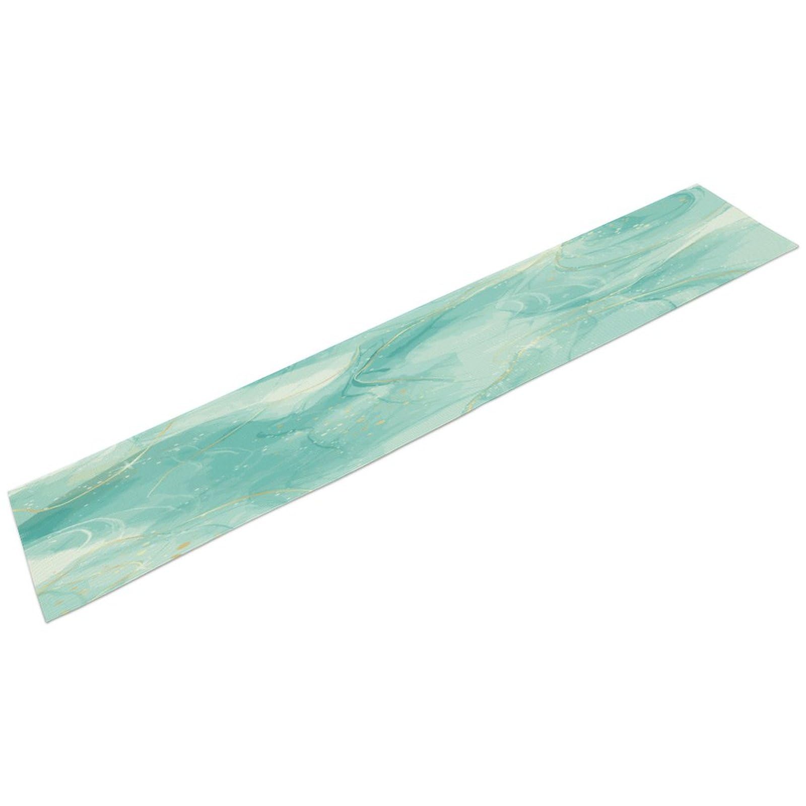 Camino de mesa de mármol con patrón de textura verde y dorado, decoración de tocador, jardín, granja, boda, fiesta, vacaciones, cena, hogar, 13 x 60 pulgadas