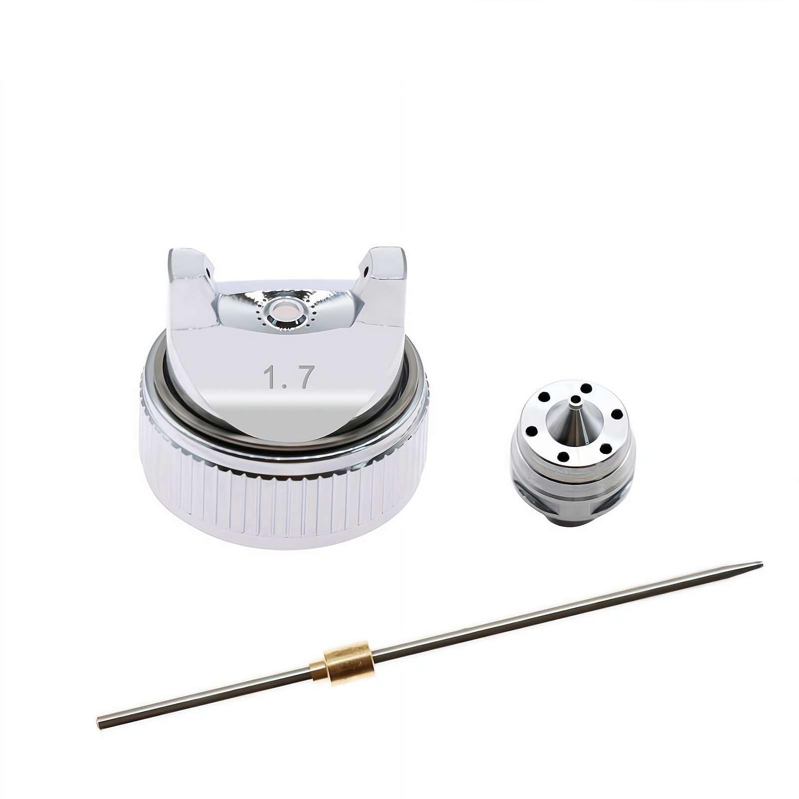 1.4mm/1.7mm/2.0mm Nozzle Replacement Kit for HVLP Spray Gun – Stainless Steel Air Cap & Nozzle Set for H-827 & Compatible Spray Guns – Sturdy Spray Paint Repair Accessories Kit (1.7mm)