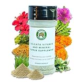 Sulcata Tortoise Calcium, Vitamin and Mineral Topper Supplement | Salad Topper for Baby Sulcata Tortoises | Promotes Health, Immunity and Strong Shell | 30-Day Supply in Easy to Use Shaker