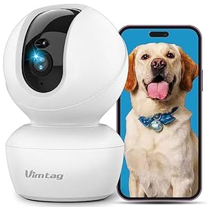 VIMTAG Dog Camera, 3.5K/6MP 360° Pan/Tilt 2.4G WiFi Indoor Camera for Pet/Baby/Home Security with Phone App, 2-Way Audio/AI Human/Sound/Motion Detection, Night Vision, Support Alexa/Max 512G TF Card